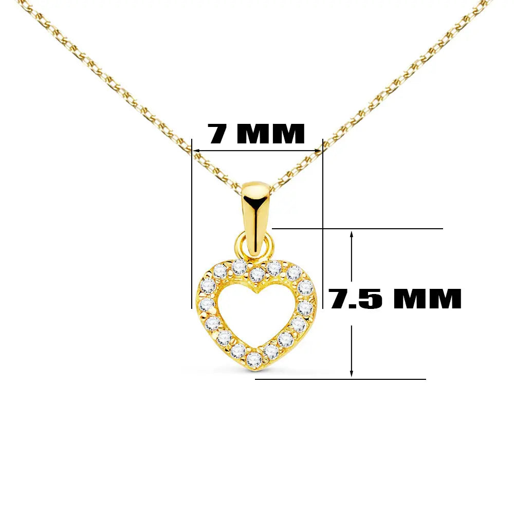 Collier - Pendentif Or 18 Carats 750/000 Jaune - Coeur - Chaine Dorée