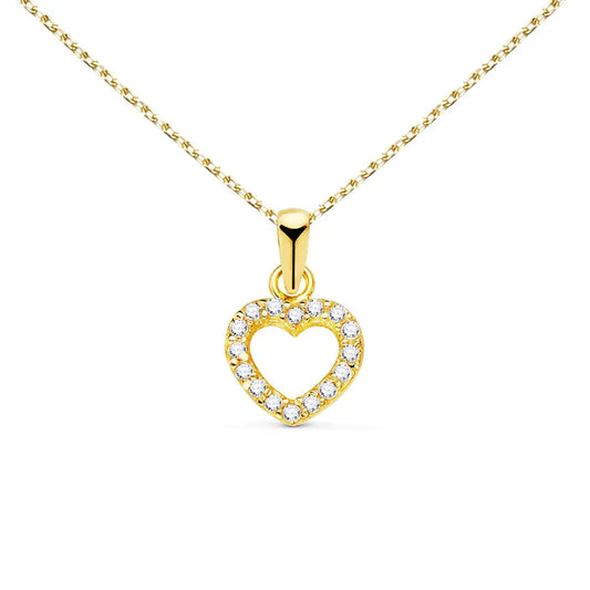 Collier - Pendentif Or 18 Carats 750/000 Jaune - Coeur - Chaine Dorée