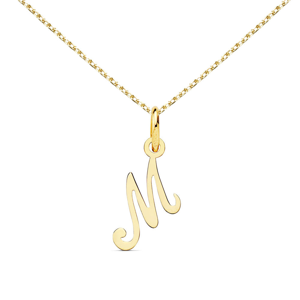 Collier - Pendentif Lettre "M" Or 750/1000 - Chaine Dorée