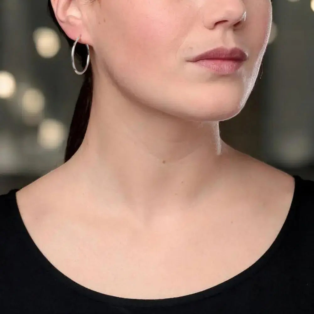 Boucles d'Oreilles Or Blanc - Créoles Femme