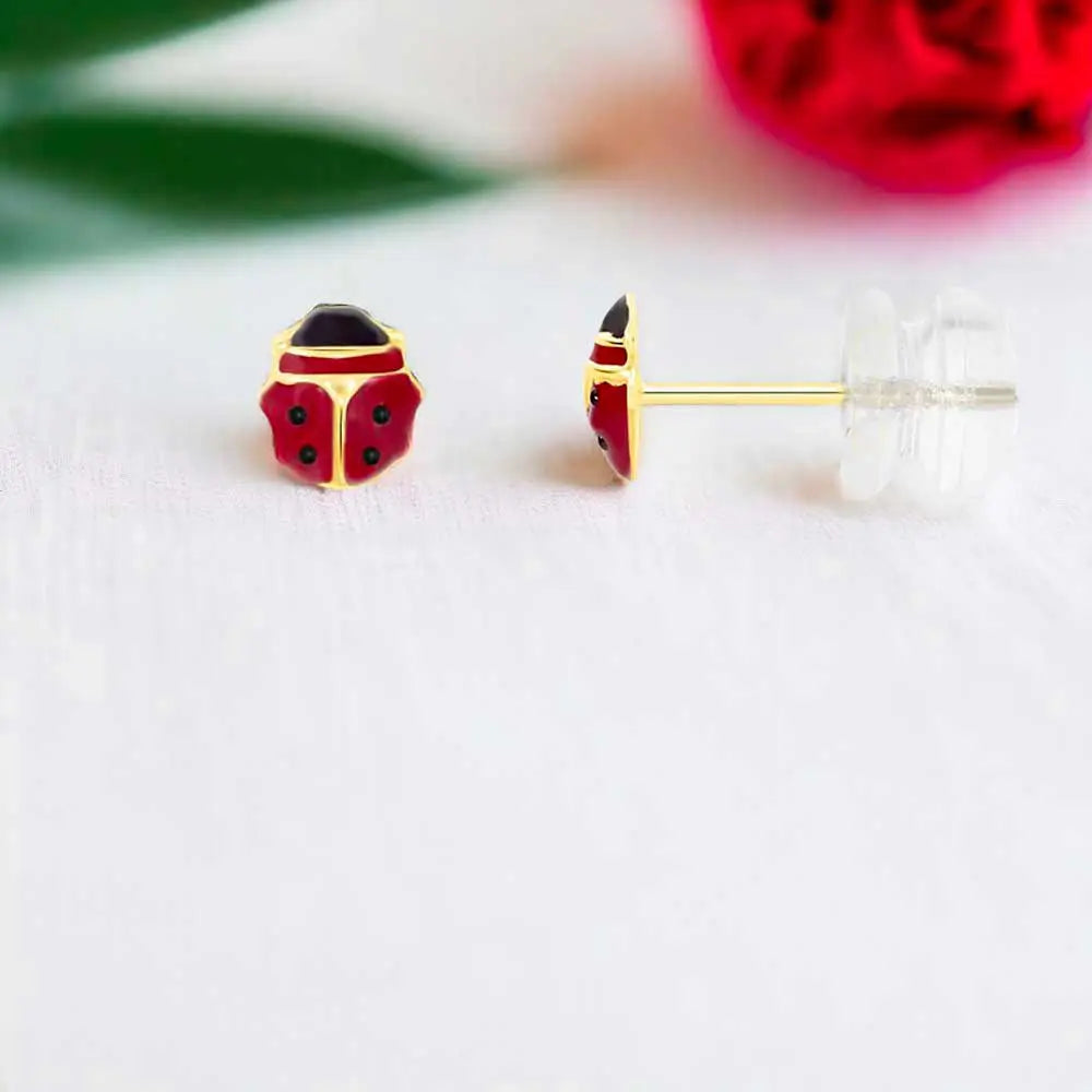 Boucles d'Oreilles Coccinelles - Or Jaune - Enfant