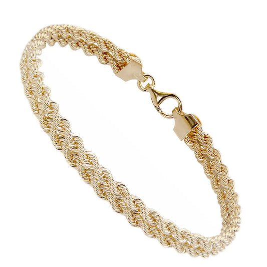 Bracelet Or 18 Carats 750/000 Jaune Maille Corde Double - Femme