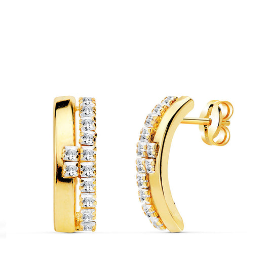 Boucles d'Oreilles Or 18 Carats 750 Jaune et Zirconiums