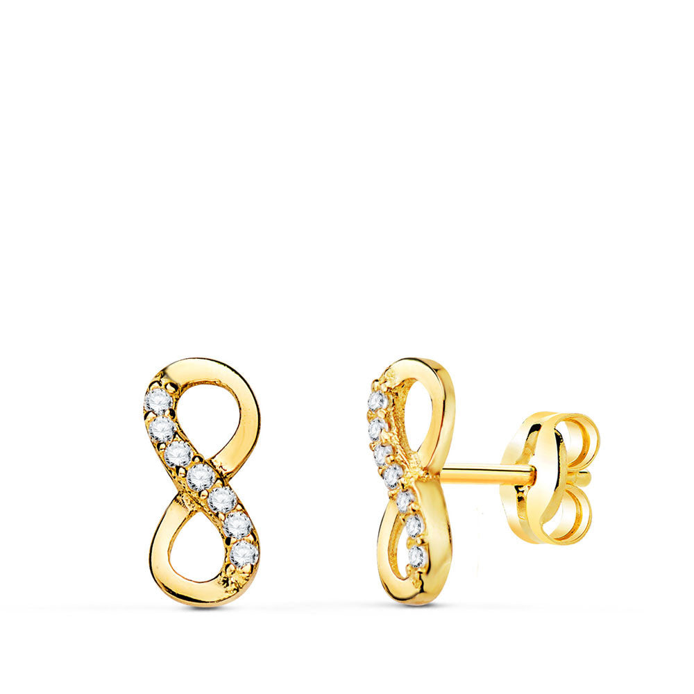 Boucles d'Oreilles Or 18 Carats 750 Jaune - Motif Infini / Infinity