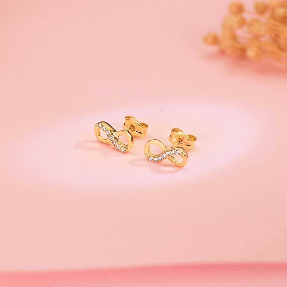 Boucles d'Oreilles Or 18 Carats 750 Jaune - Motif Infini / Infinity