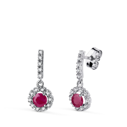 Boucles d'Oreilles Or 18 Carats 750/000 Blanc Rubis