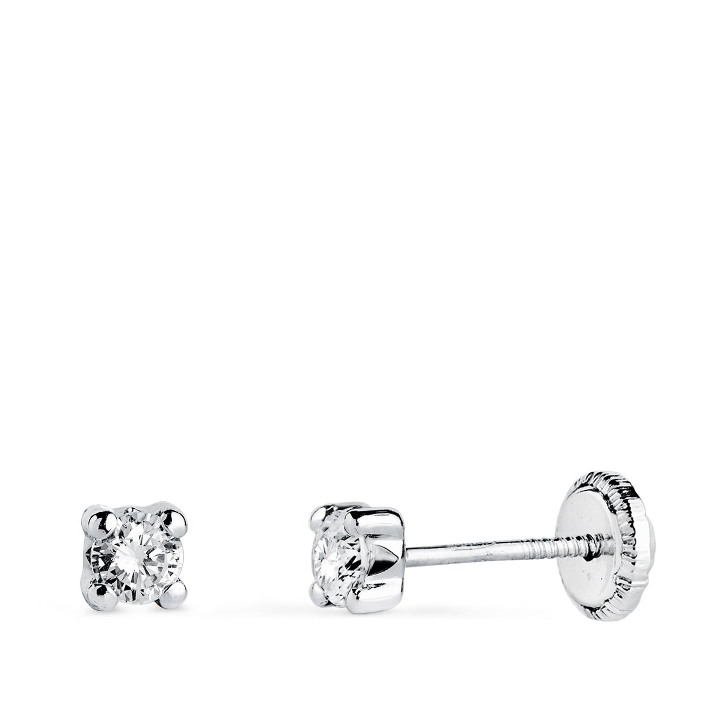 Boucles d'Oreilles Or 18 Carats 750/000 Blanc Zirconium