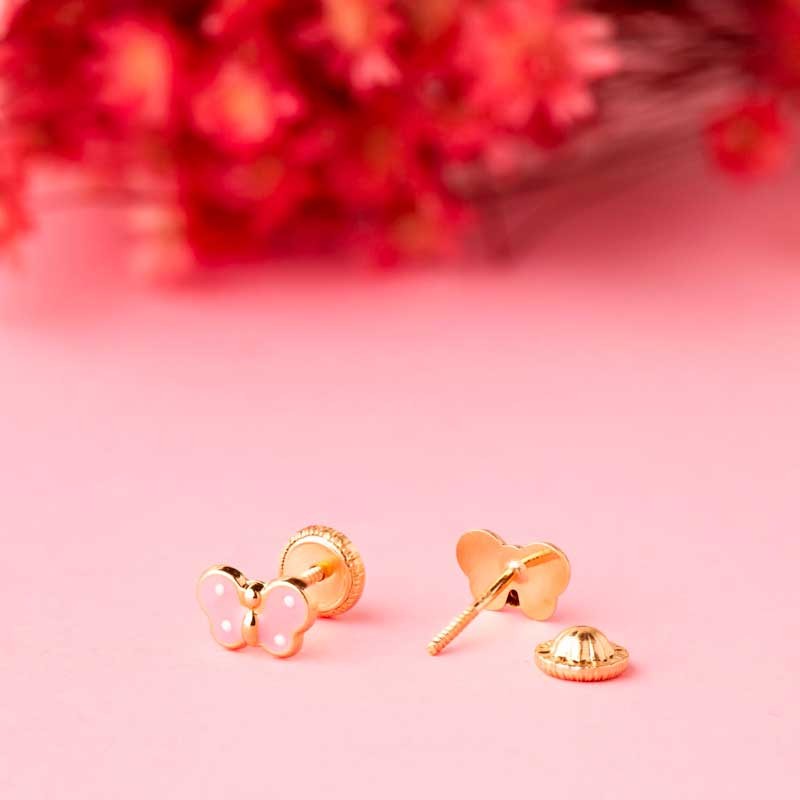 Boucles d'Oreilles Or 18 Carats 750/000 Jaune - Papillons