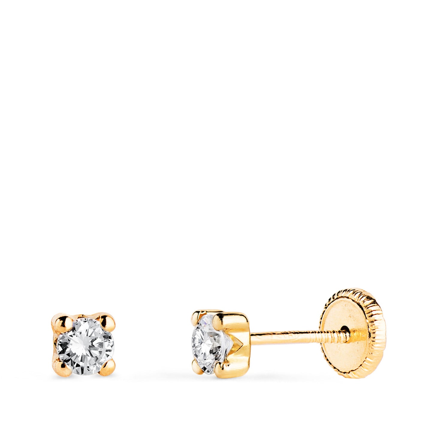 Boucles d'Oreilles Or 18 Carats 750/000 Jaune Zirconium