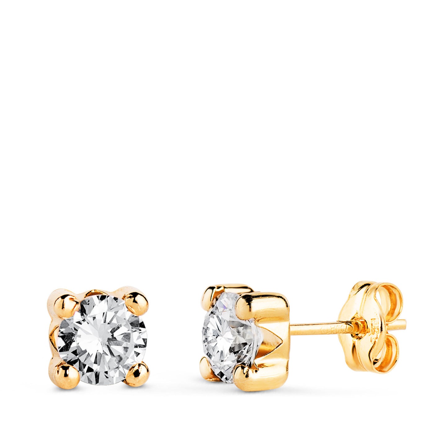 Boucles d'Oreilles Or 18 Carats 750/000 Jaune Zirconium