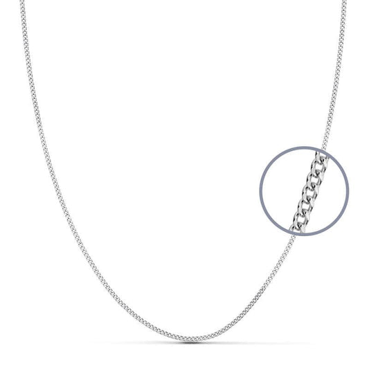 Collier Chaine Or 18 Carats 750/000 Blanc Maille Gourmette - 40cm