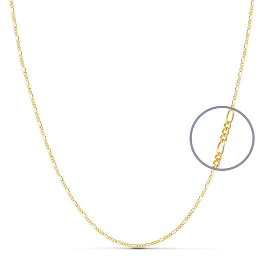 Collier Chaine Or 18 Carats 750/000 Jaune Maille Alternée Figaro - 50cm