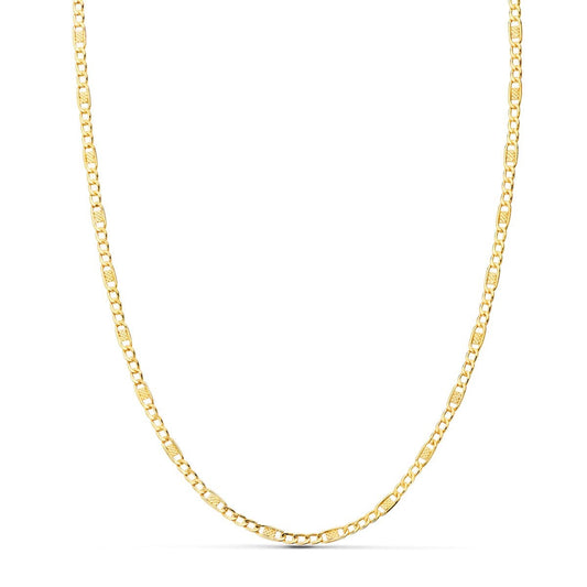 Collier Chaine Or 18 Carats 750/000 Jaune Maille Alternée Figaro - 50cm