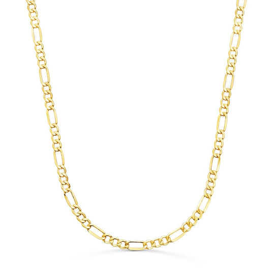 Collier Chaine Or 18 Carats 750/000 Jaune Maille Alternée Figaro - 50cm