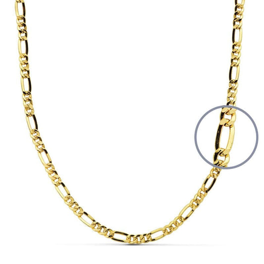 Collier Chaine Or 18 Carats 750/000 Jaune Maille Alternée Figaro - 50cm