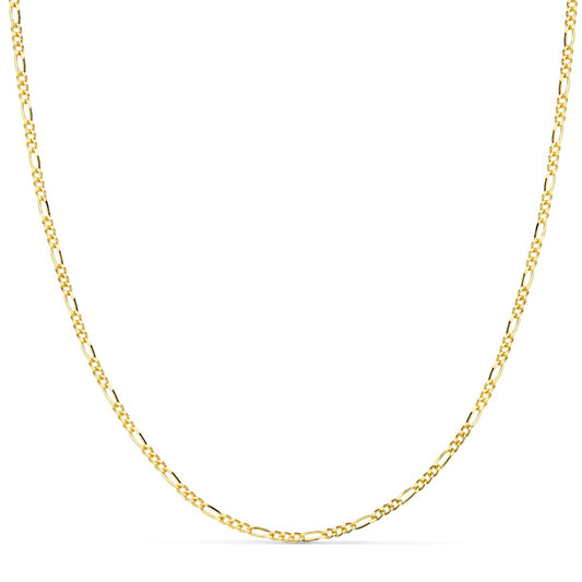 Collier Chaine Or 18 Carats 750/000 Jaune Maille Alternée Figaro - 60cm