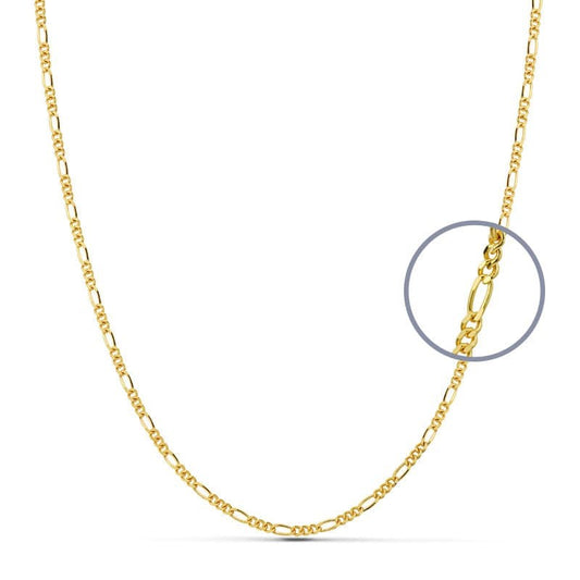 Collier Chaine Or 18 Carats 750/000 Jaune Maille Alternée Figaro - 60cm