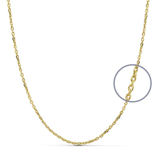 Collier Chaine Or 18 Carats 750/000 Jaune Maille Forçat - 45cm