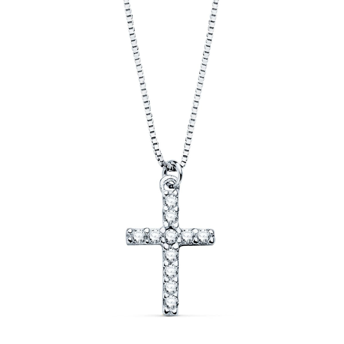 Collier Croix Or 18 Carats 750/000 Blanc et Diamants