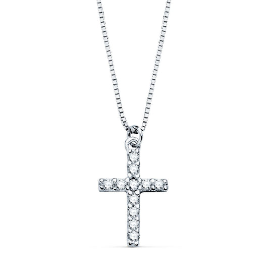 Collier Croix Or 18 Carats 750/000 Blanc et Diamants