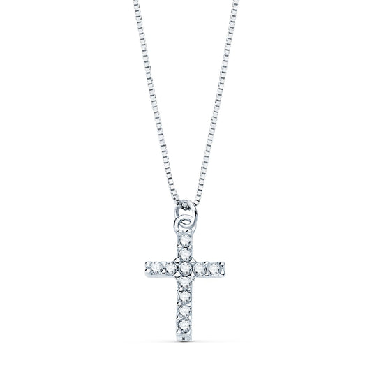 Collier Croix Or 18 Carats 750/000 Blanc et Diamants