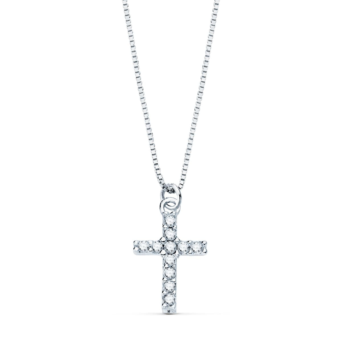 Collier Croix Or 18 Carats 750/000 Blanc et Diamants