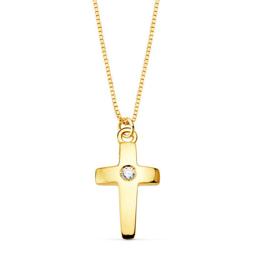 Collier Croix Or 18 Carats 750/000 Jaune et Diamant