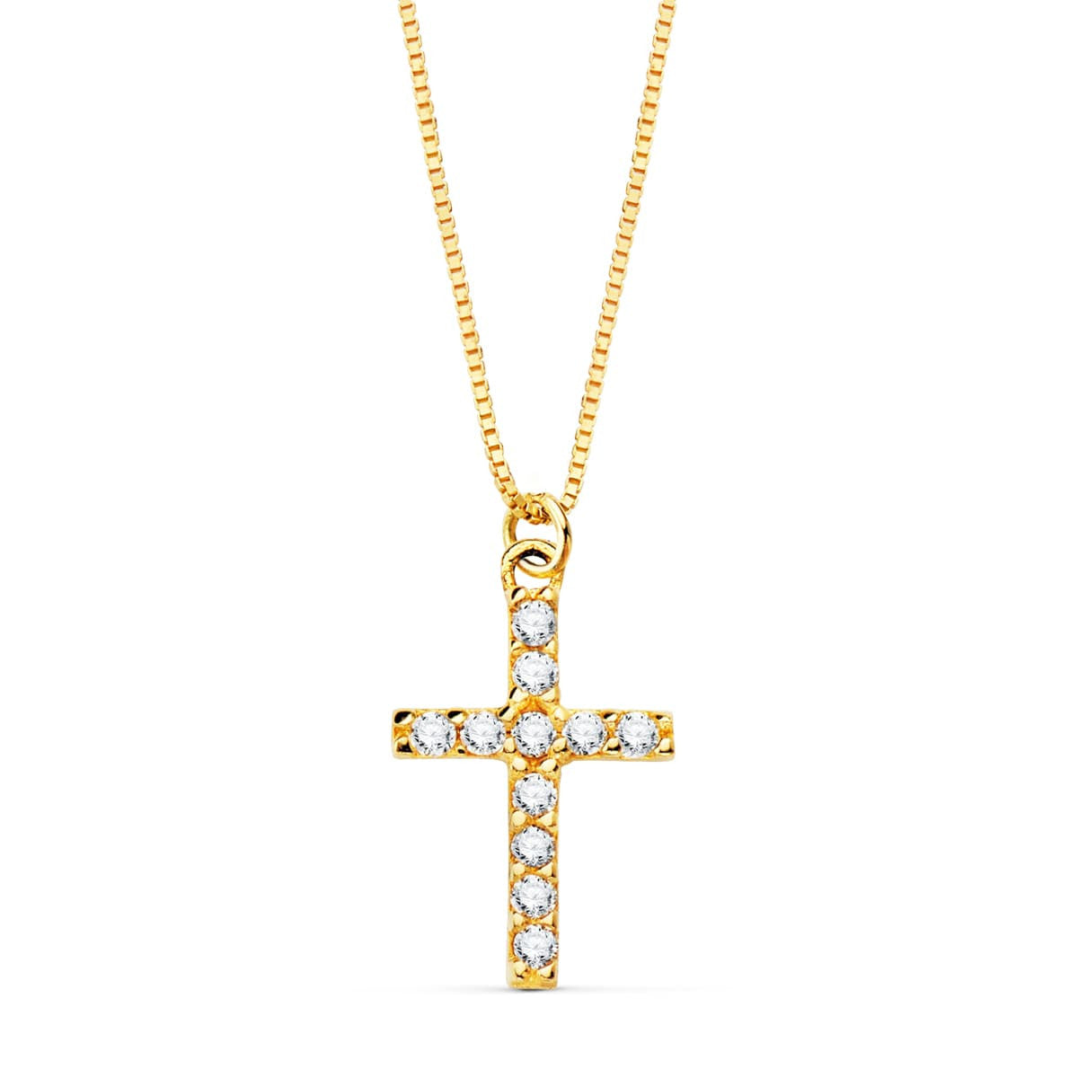 Collier Croix Or 18 Carats 750/000 Jaune et Diamants