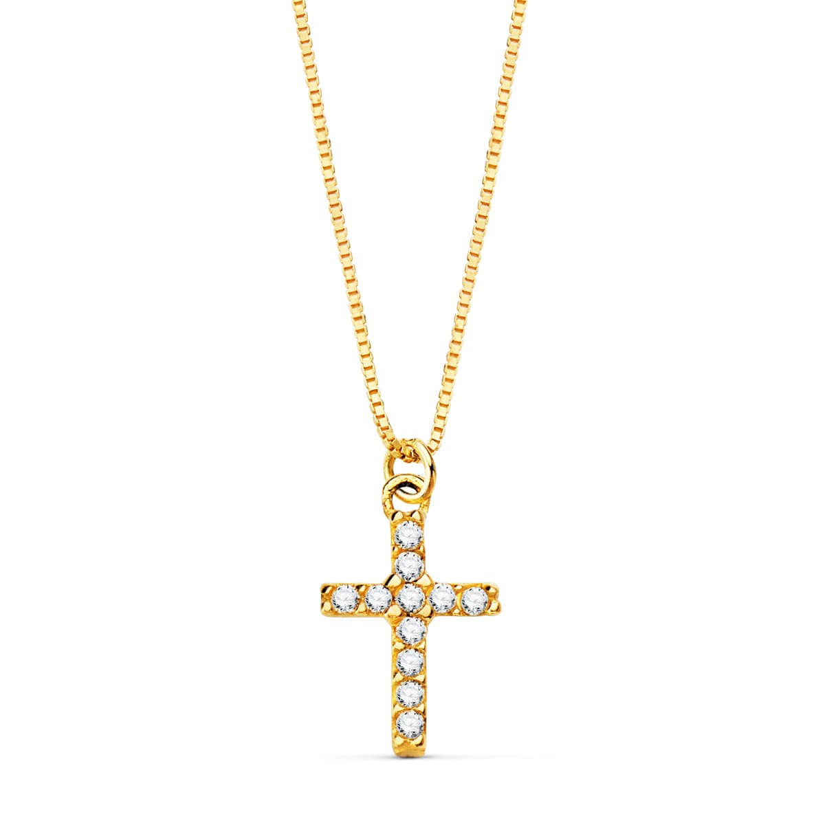 Collier Croix Or 18 Carats 750/000 Jaune et Diamants