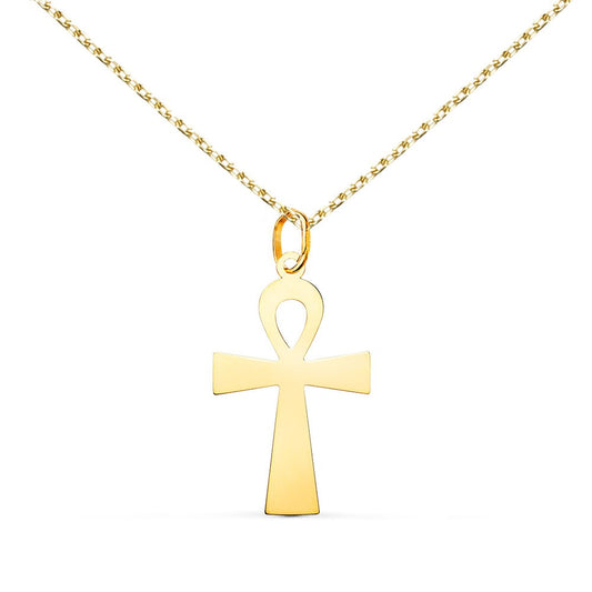 Collier - Médaille Croix de la Vie Or 18 Carats 750/000 Jaune - Chaine Dorée