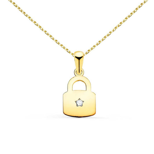 Collier - Pendentif Cadenas Or 18 Carats 750/000 Jaune - Chaine Dorée