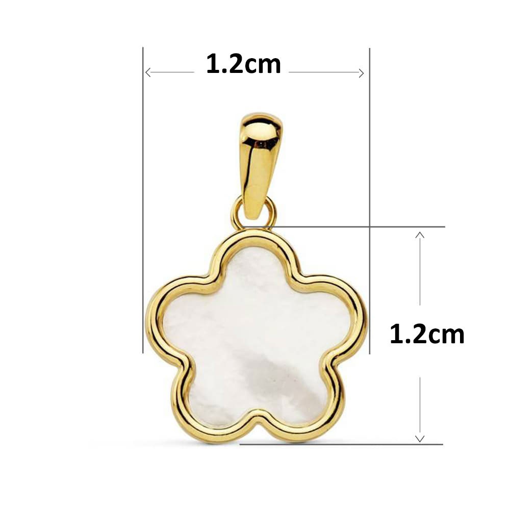 Collier - Pendentif Fleur Or Jaune et Nacre - Chaine Dorée