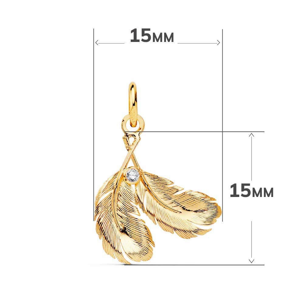 Collier - Pendentif Or 18 Carats 750/000 Jaune  - Plumes - Chaine Dorée