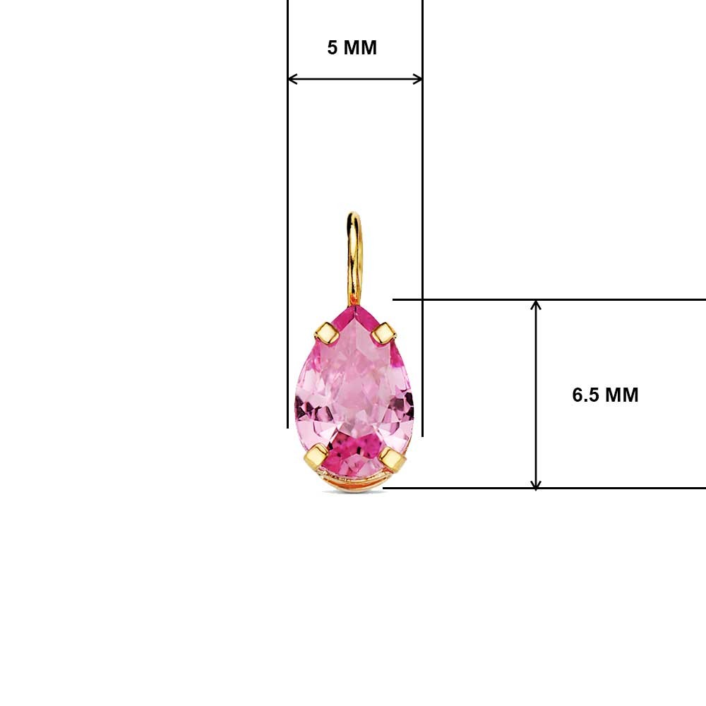 Collier - Pendentif Or Jaune 18 Carats 750/000 - Zirconium Rose - Chaine Dorée