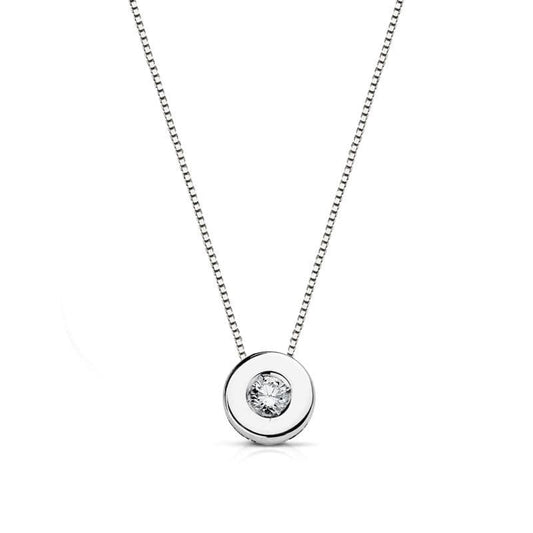 Collier Solitaire Diamant et Or 18 Carats 750/000 Blanc