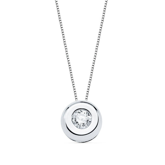 Collier Solitaire Diamant et Or 18 Carats 750/000 Blanc