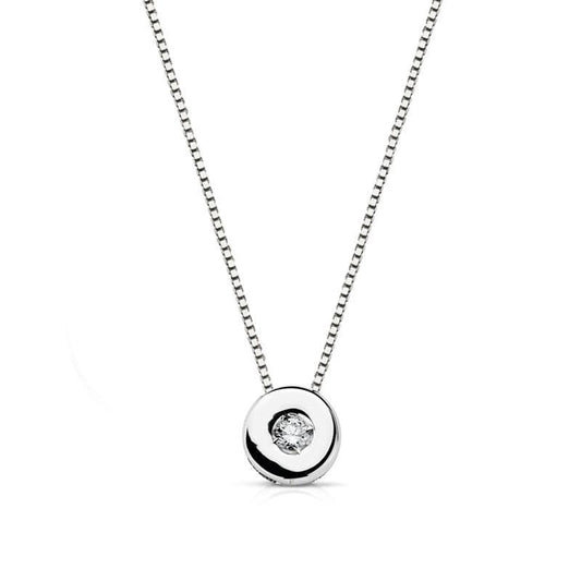 Collier Solitaire Diamant et Or 18 Carats 750/000 Blanc