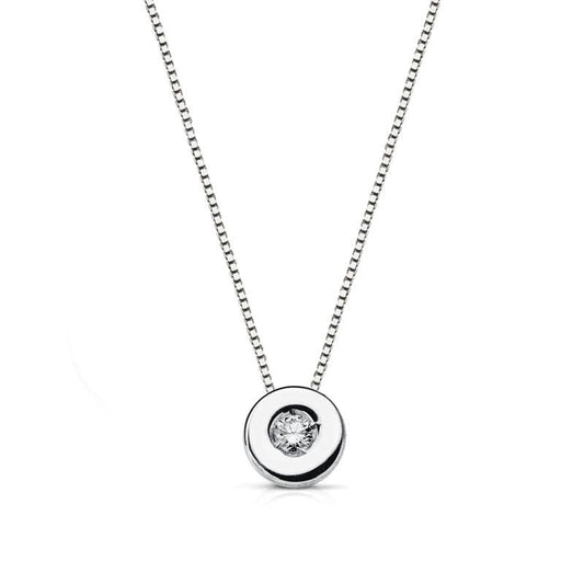 Collier Solitaire Diamant et Or 18 Carats 750/000 Blanc