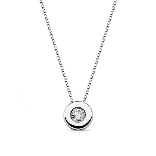 Collier Solitaire Diamant et Or 18 Carats 750/000 Blanc