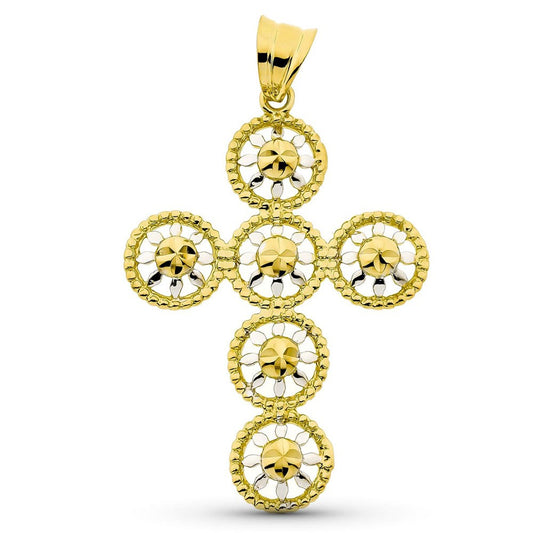 Pendentif  - Médaille Croix Or 18 Carats 750/000 Bicolore - Chaine Offerte