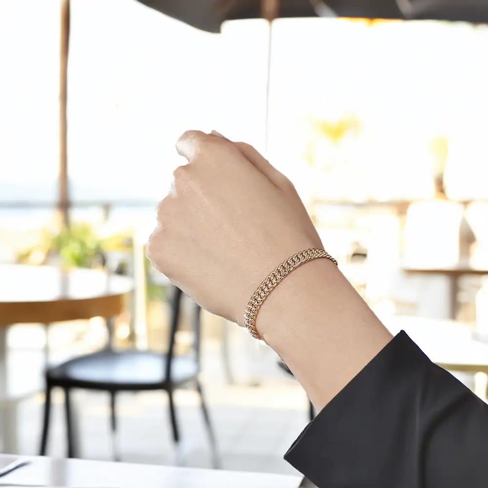 Bracelet Or Jaune Maille Américaine - Femme