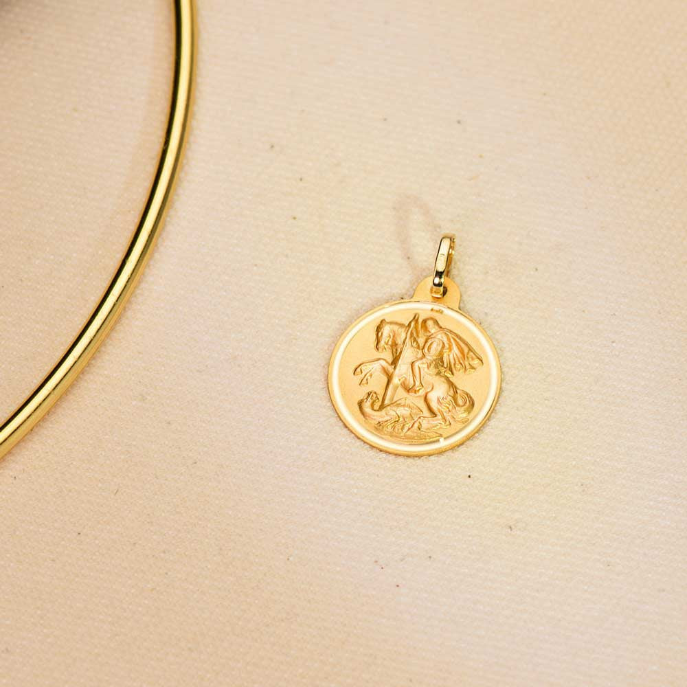 Médaille Or 18 Carats 750 Jaune Saint Georges 20mm - Chaînes et Gravure Offertes