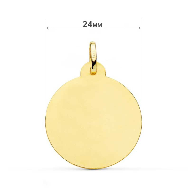 Médaille Or 18 Carats 750 Jaune Vierge Marie Jeune 24mm - Chaîne et Gravure Offerte