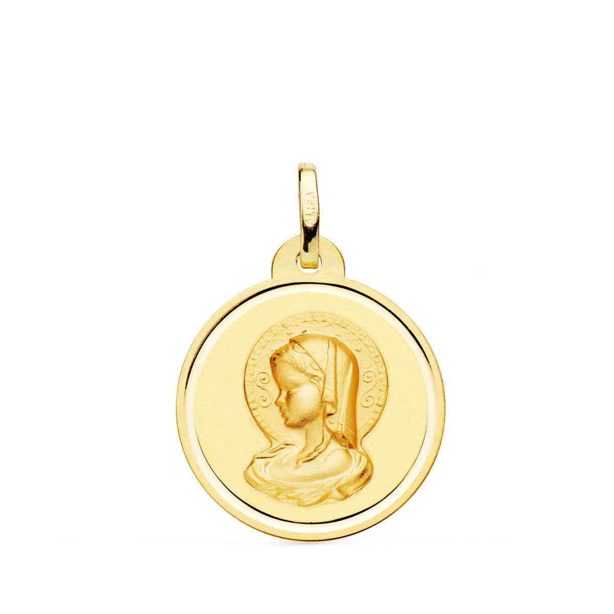 Médaille Or 18 Carats 750 Jaune Vierge Marie Jeune 2cm - Chaîne et Gravure Offerte