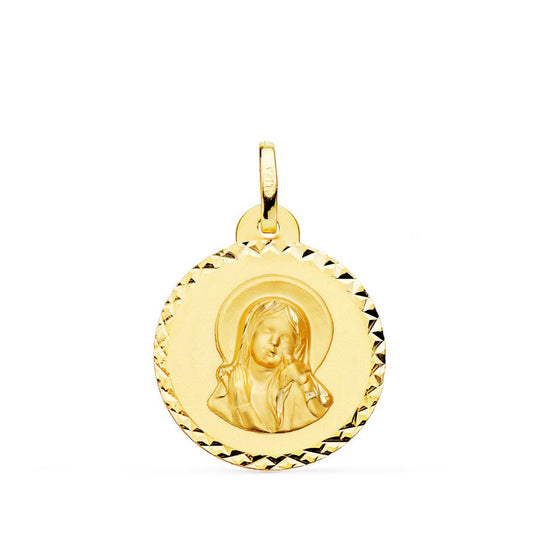 Médaille Or 18 Carats 750 Jaune Vierge Marie Jeune 2cm - Chaîne et Gravure Offerte