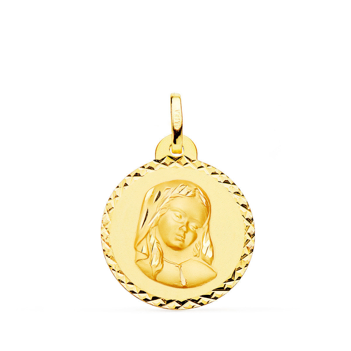 Médaille Or 18 Carats 750 Jaune Vierge Marie Jeune 2cm - Chaîne et Gravure Offerte