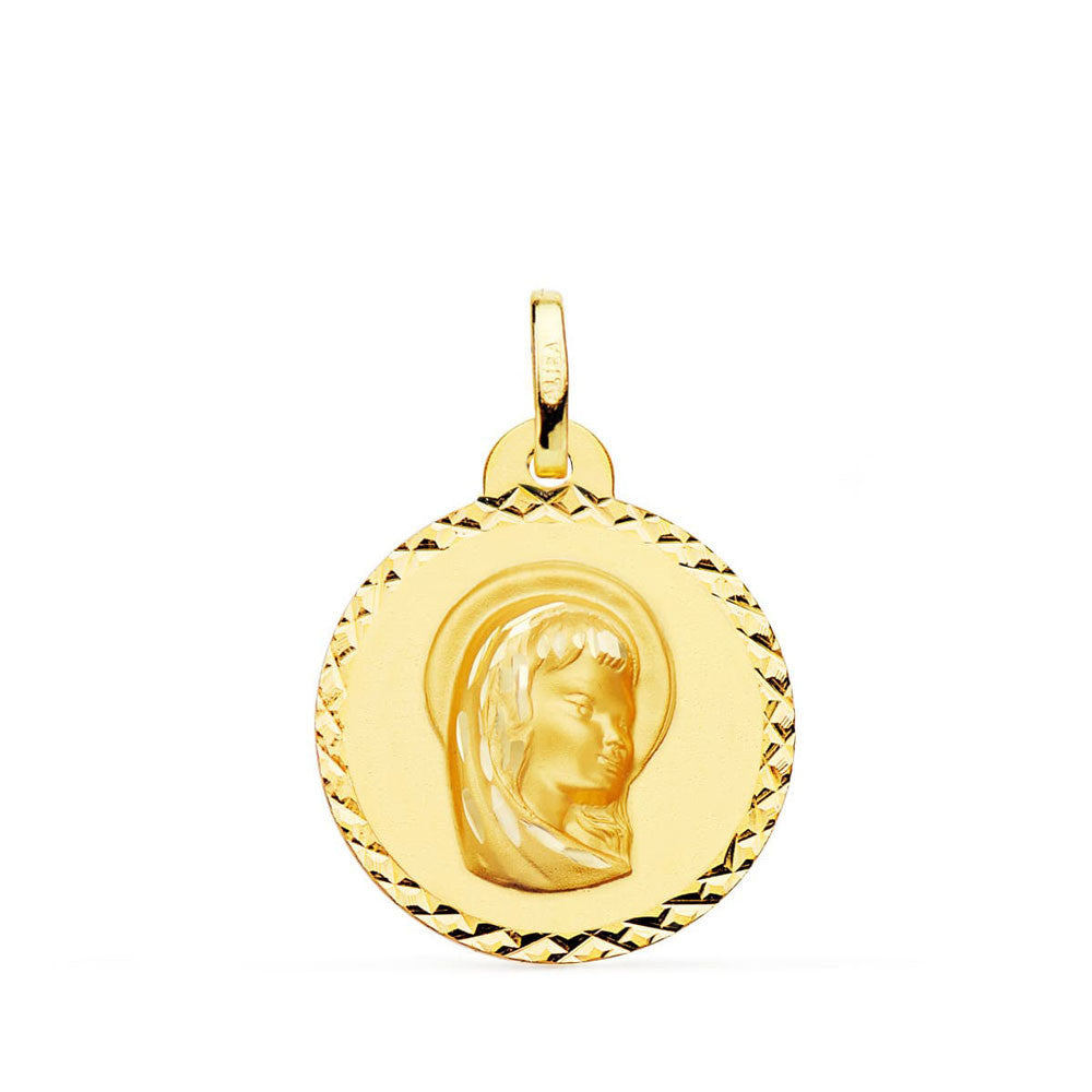 Médaille Or 18 Carats 750 Jaune Vierge Marie Jeune 2cm - Chaîne et Gravure Offerte