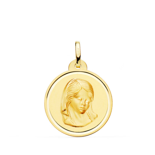 Médaille Or 18 Carats 750 Jaune Vierge Marie Jeune 2cm - Chaîne et Gravure Offerte