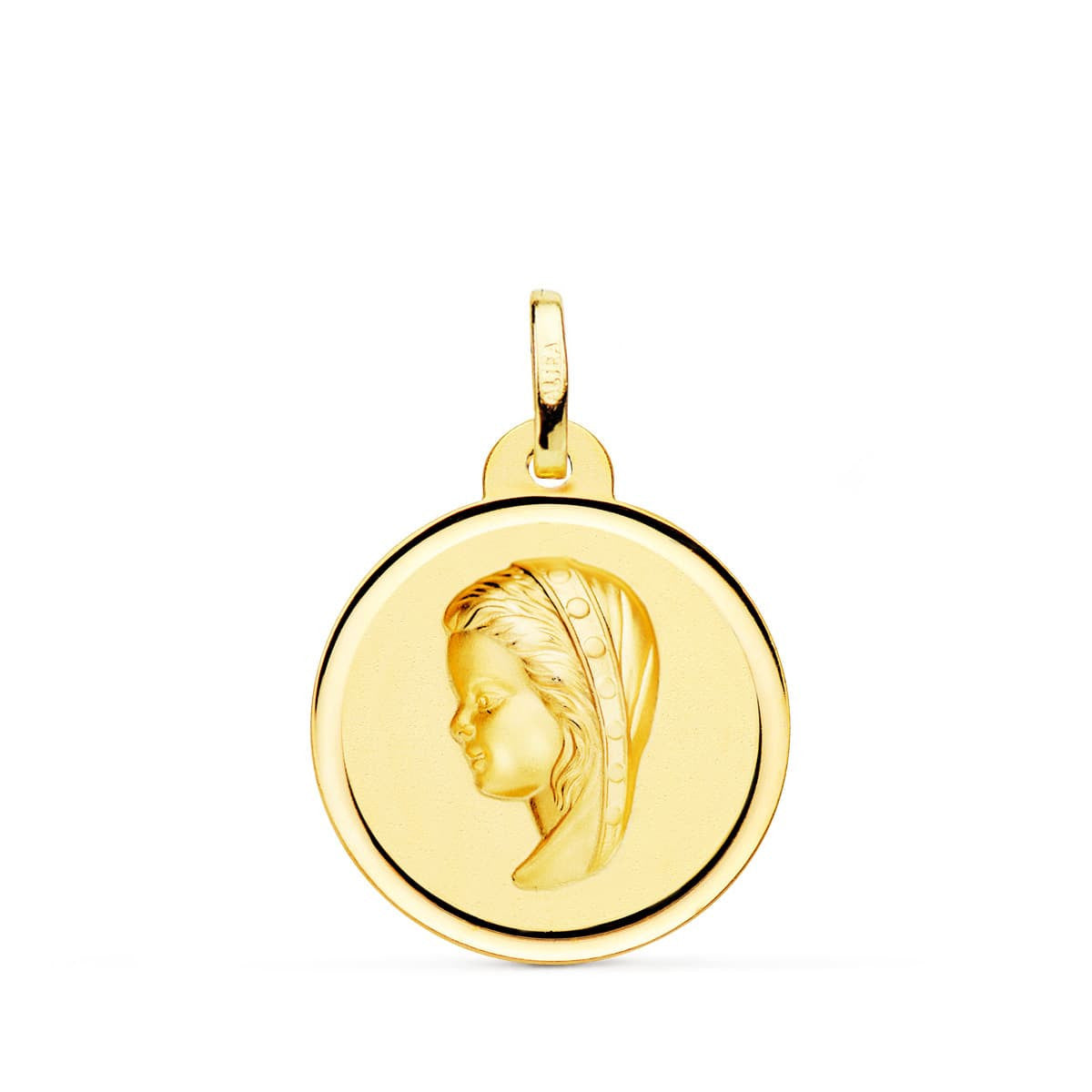 Médaille Or 18 Carats 750 Jaune Vierge Marie Jeune 2cm - Chaîne et Gravure Offerte