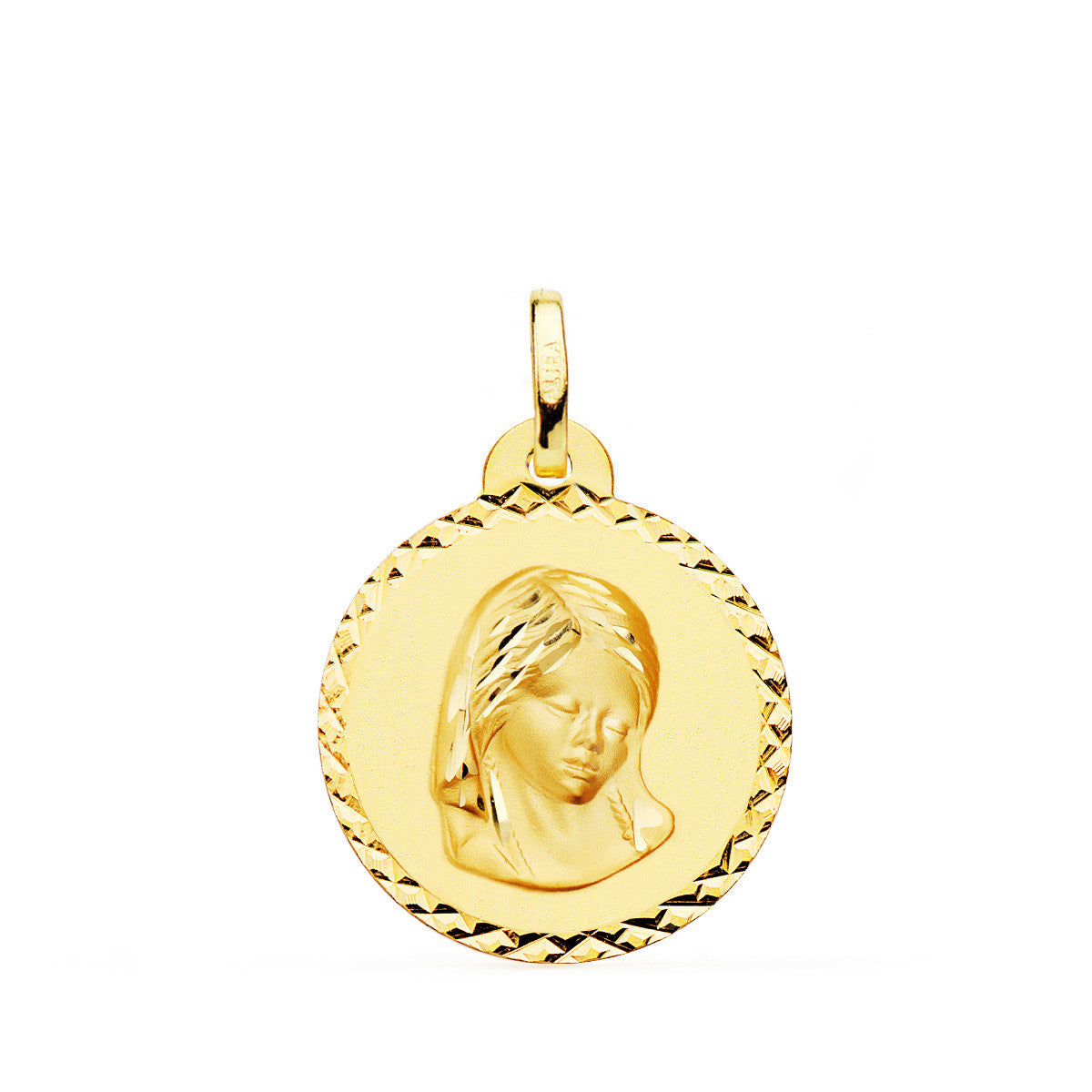 Médaille Or 18 Carats 750 Jaune Vierge Marie Jeune 2cm - Chaîne et Gravure Offerte